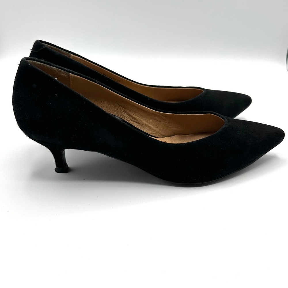 Vionic Josie Kitten Heel Pumps Womens 6 Black Suede Pointed Toe Comfort Shoes